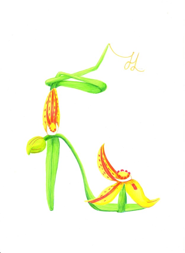Native Cowslip Orchid Fantasy Shoe by Helen Lock