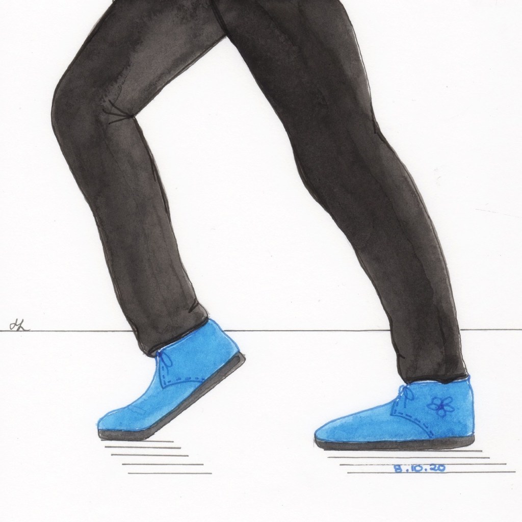 Line dancing to Billie Jean - wishing for Blue Suede Shoes. Western Australian artist Helen Lock